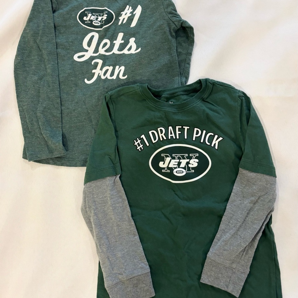 NFL Jets Boy’s 100% Cotton T-Shirts Size 4T Long Sleeve